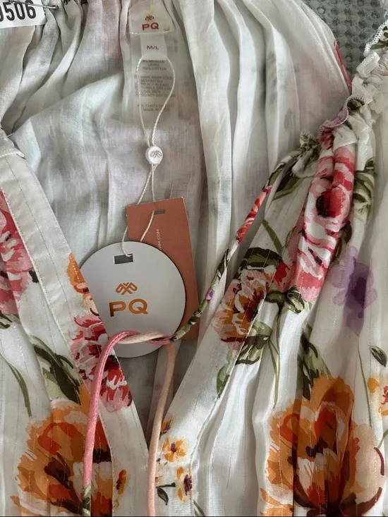 NWT PQ Swim Anthropologie Floral Tiered Maxi Dress Pink - Picture 7 of 15